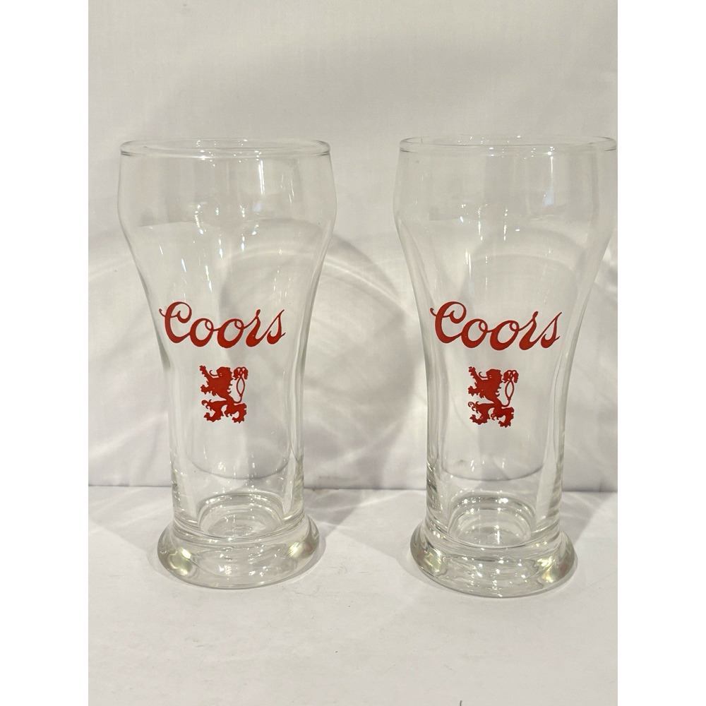 Vintage 1970's Coors Banquest Beer 6 Inch Pilsener Glass Set Of 2